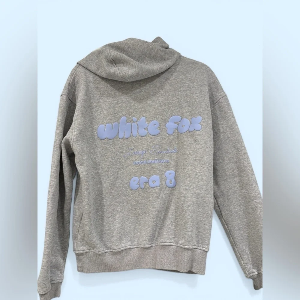 White Fox Lounge Essentials Era 8 Light Gray Hoodie Sweatshirt - Picture 3 of 4